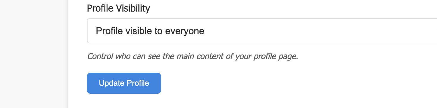 Privacy section in settings